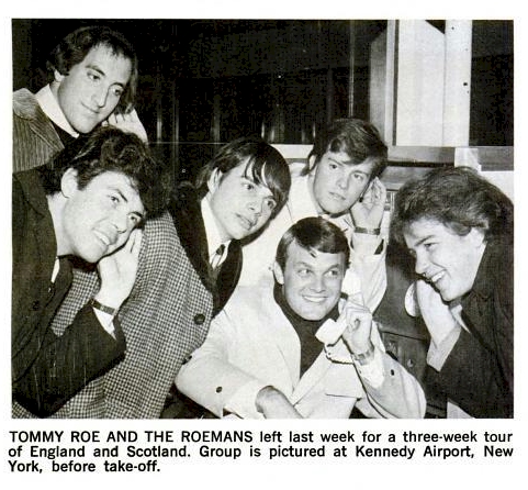 Tommy Roe and The Roemans at the Kennedy Airport before they left for their three week tour in England and Scotland.