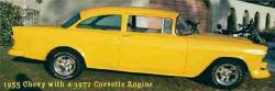 Yellow 1955 Chevy,  2-door with post